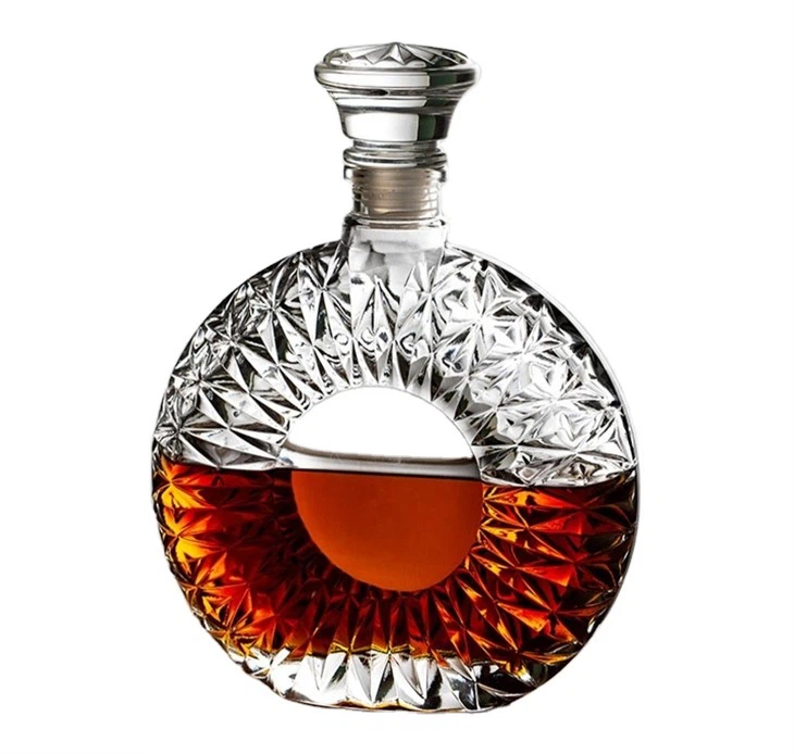 Botella de vidrio de whisky redonda popular