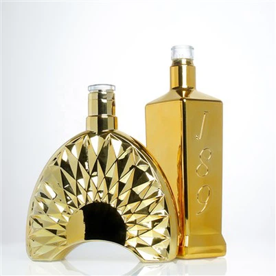 Botella de vidrio de whisky electrochapada personalizada