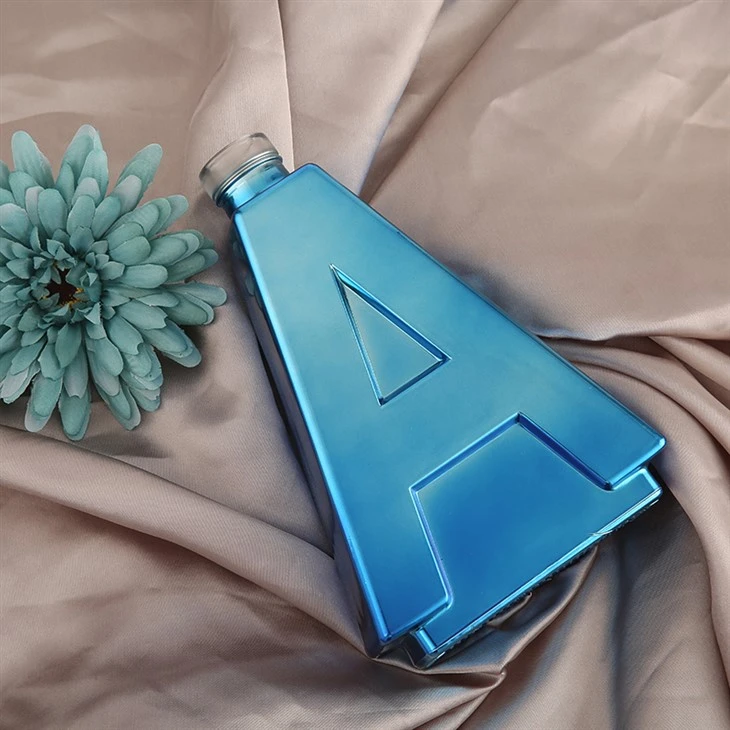 Electroplated Letter A Shaped Glass Bottle